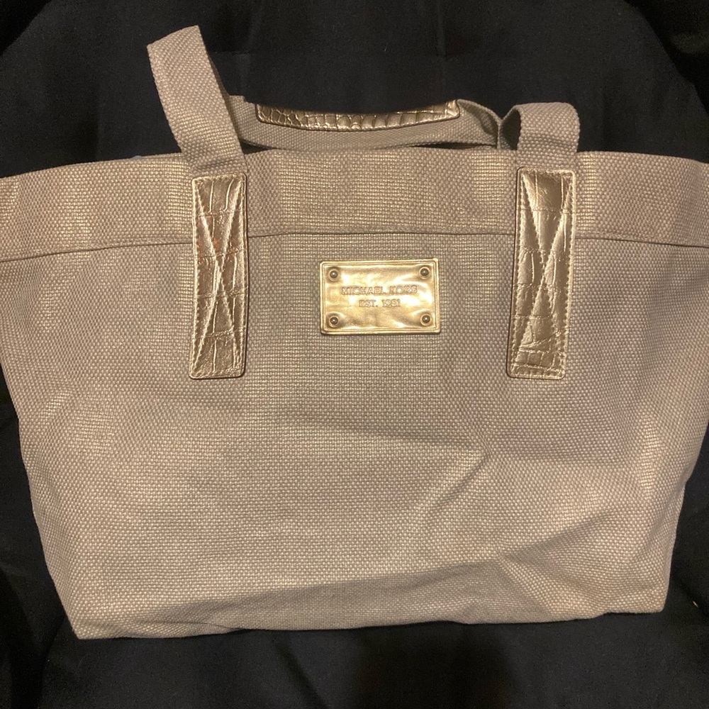 Michael Kors Gold and Tan Tote Bag